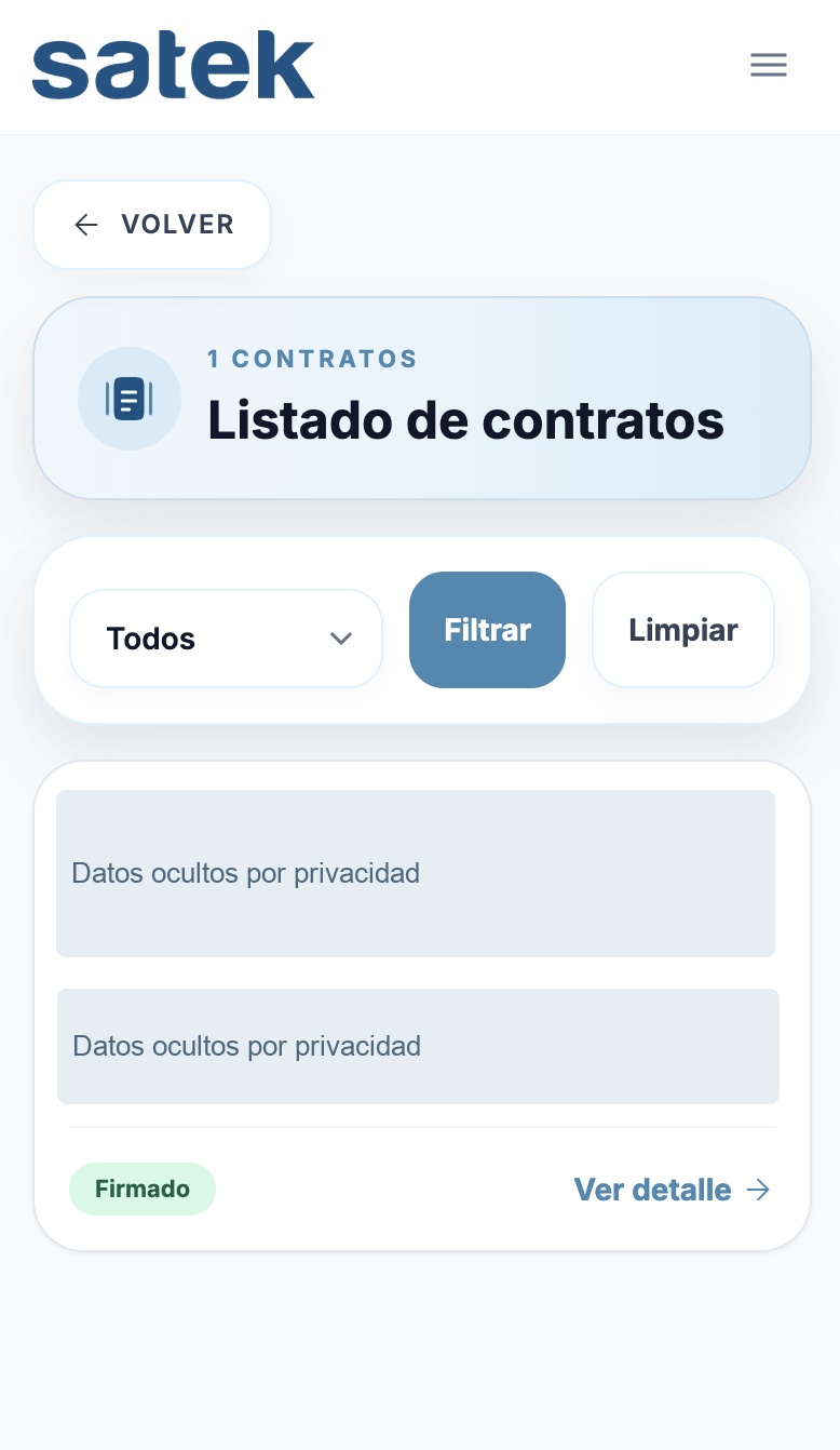 Contratos del propietario. Captura real aportada por el usuario. Datos personales y financieros ocultos con máscaras opacas.